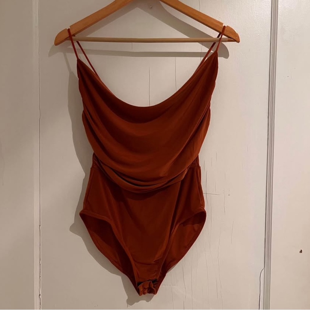 Nasty Gal Rust Draped Bodysuit